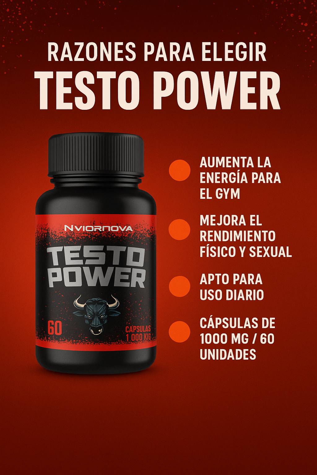 TestoPower - Píldoras de testosterona para hombres Mejora el rendimiento físico y sexual 🔥