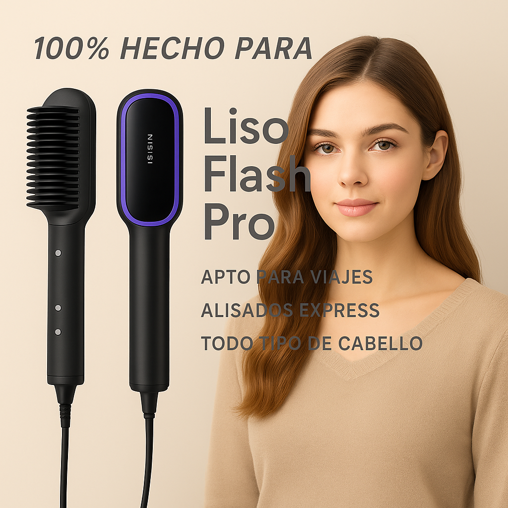 LisoFlash Pro - Peine eléctrico alisador Anti-Frizz Cabello liso todo el dia 🌙