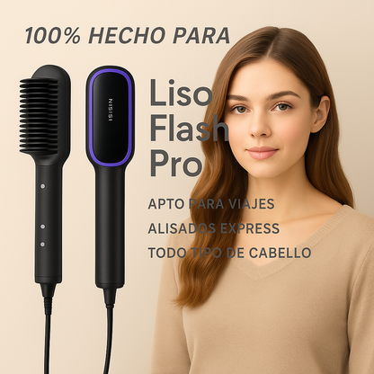 LisoFlash Pro - Peine eléctrico alisador Anti-Frizz  Cabello liso todo el dia 🌙