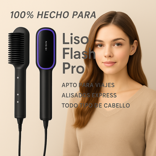 LisoFlash Pro - Peine eléctrico alisador Anti-Frizz  Cabello liso todo el dia 🌙
